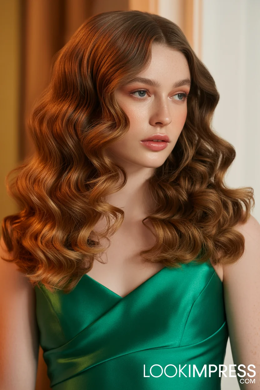  Soft Hollywood waves prom hairstyle