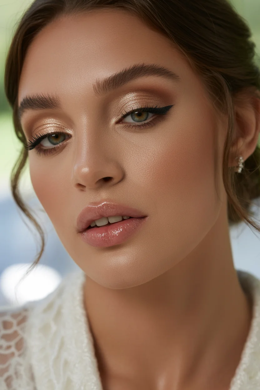  Glowing champagne soft glam bridal makeup