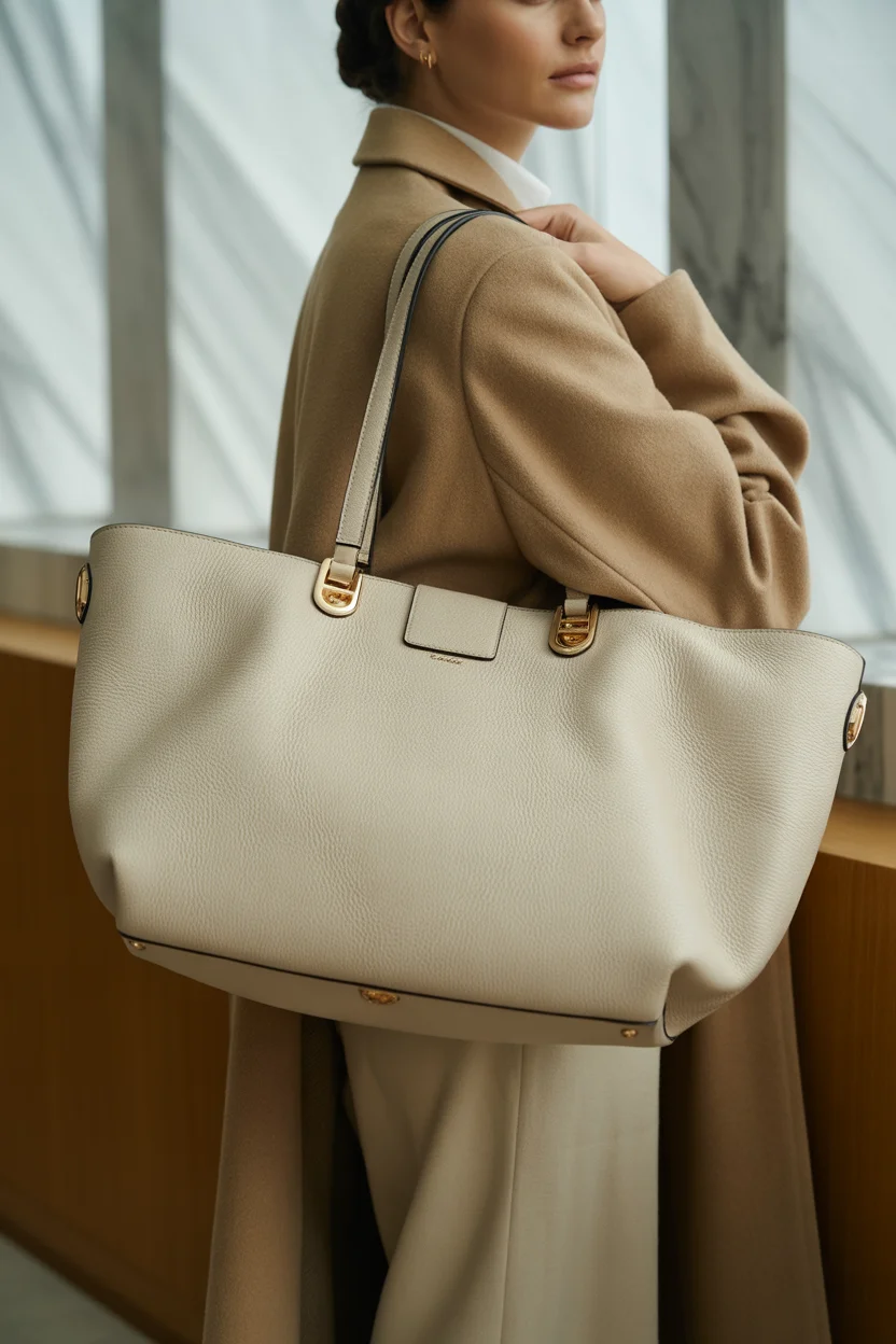  Oversized quiet luxury tote handbag
