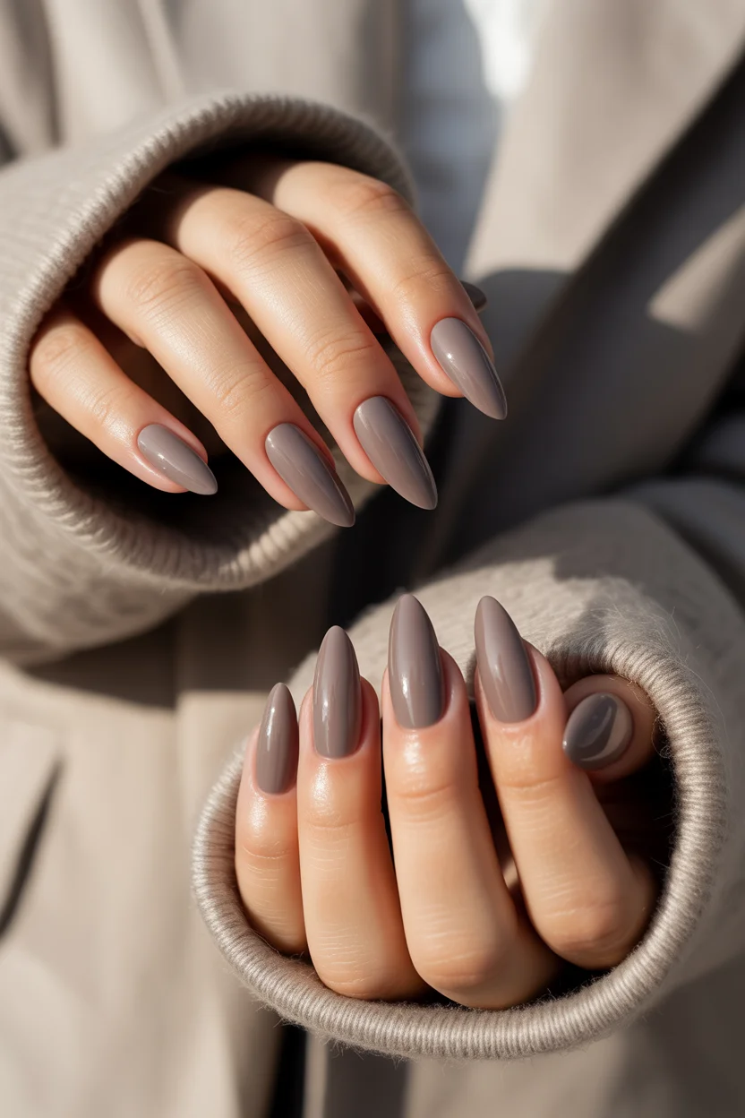 Matte taupe winter nail design