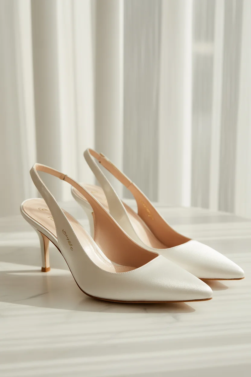 Ivory slingback bridal heels
