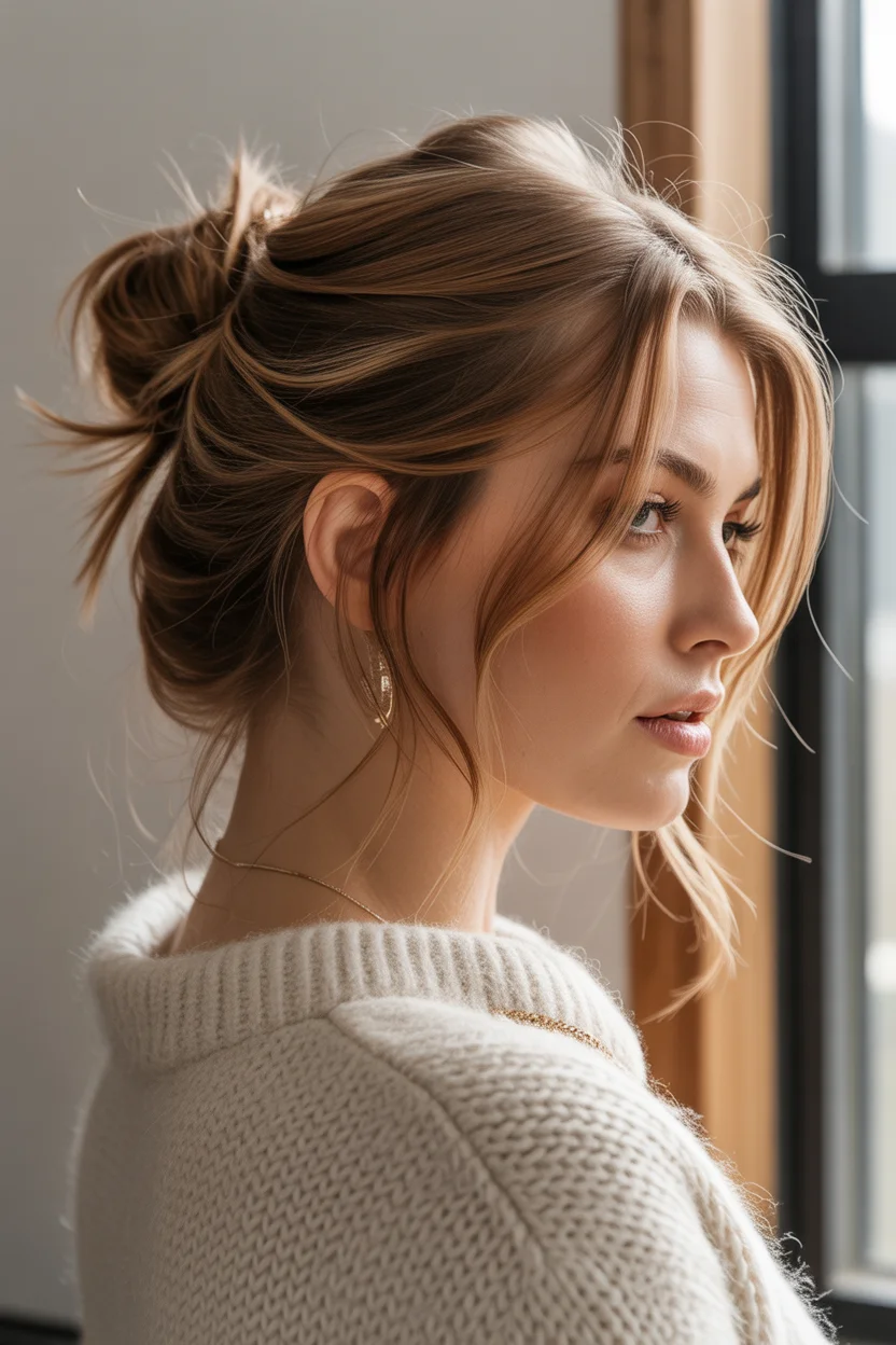  Messy western bun hairstyle