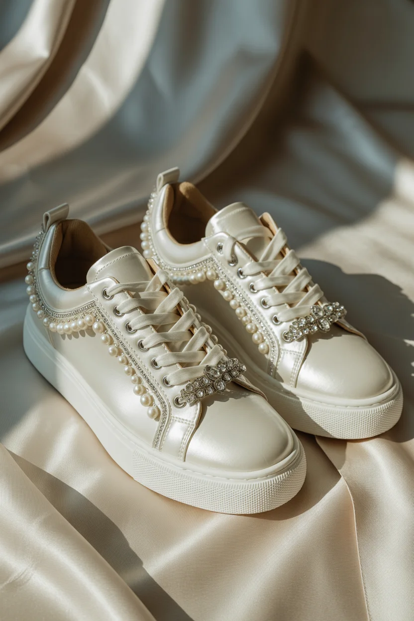 Embellished bridal sneakers