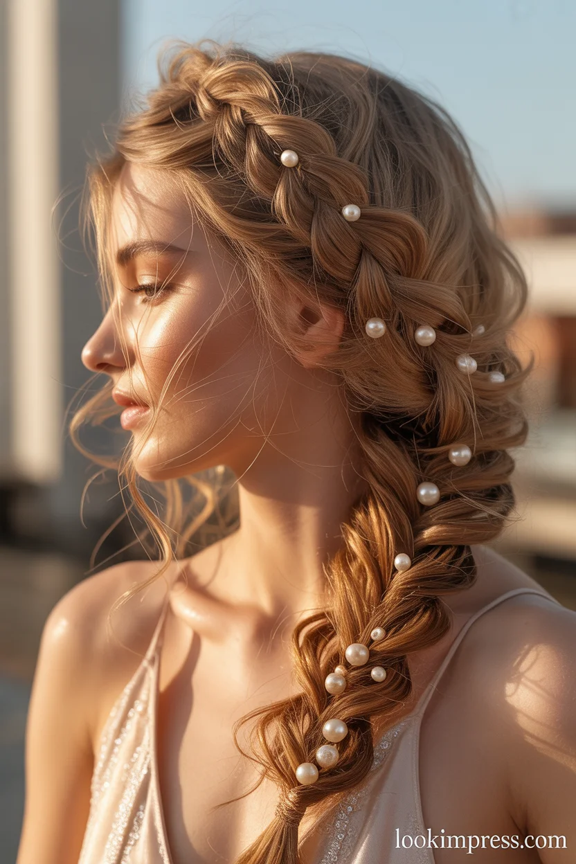 Loose boho braid prom hairstyle