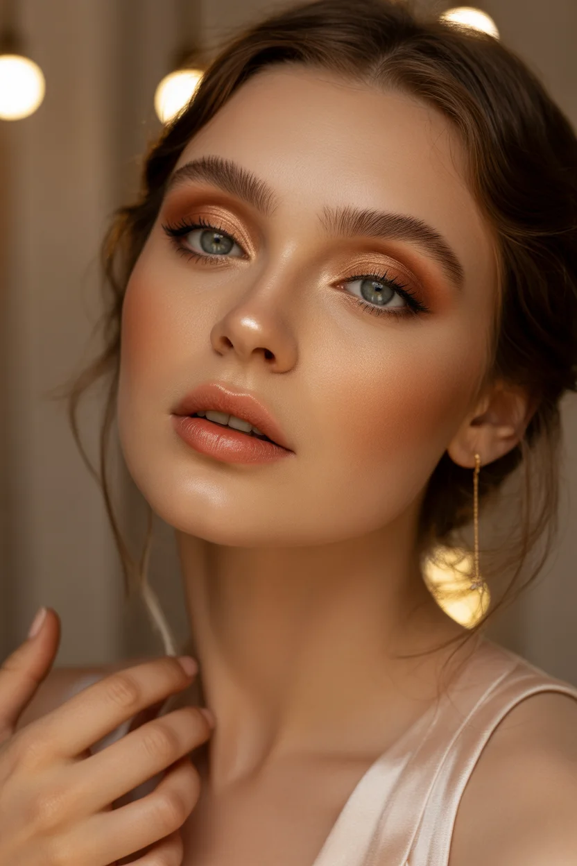 Soft terracotta bridal makeup look
