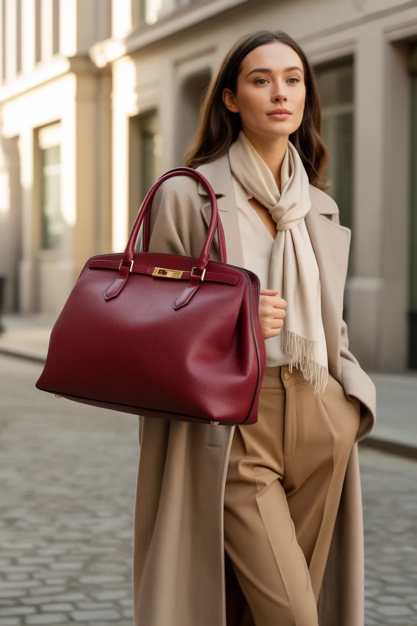 Chic burgundy handbag trend
