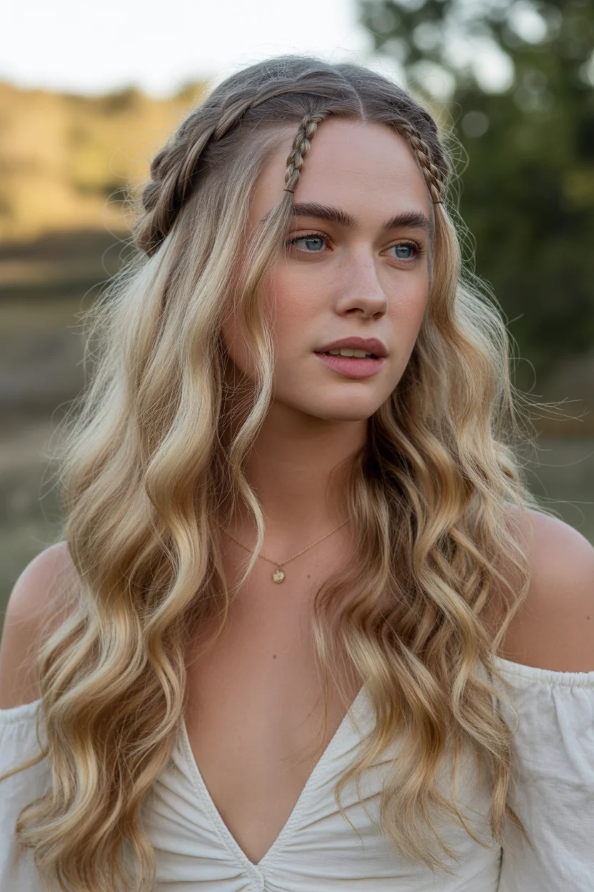  Boho western braided waves hairstyle

