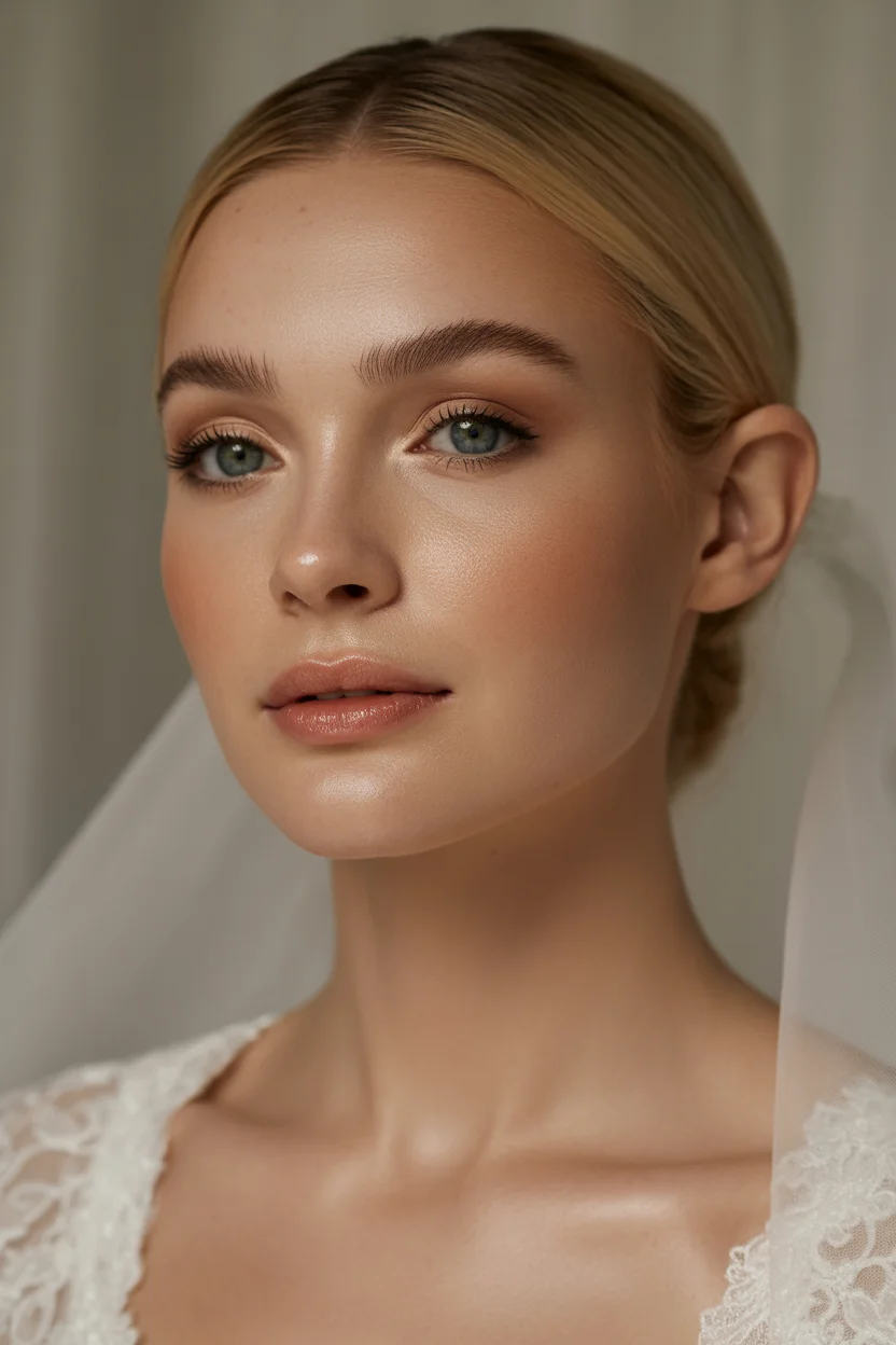  Soft sculpted glam bridal makeup