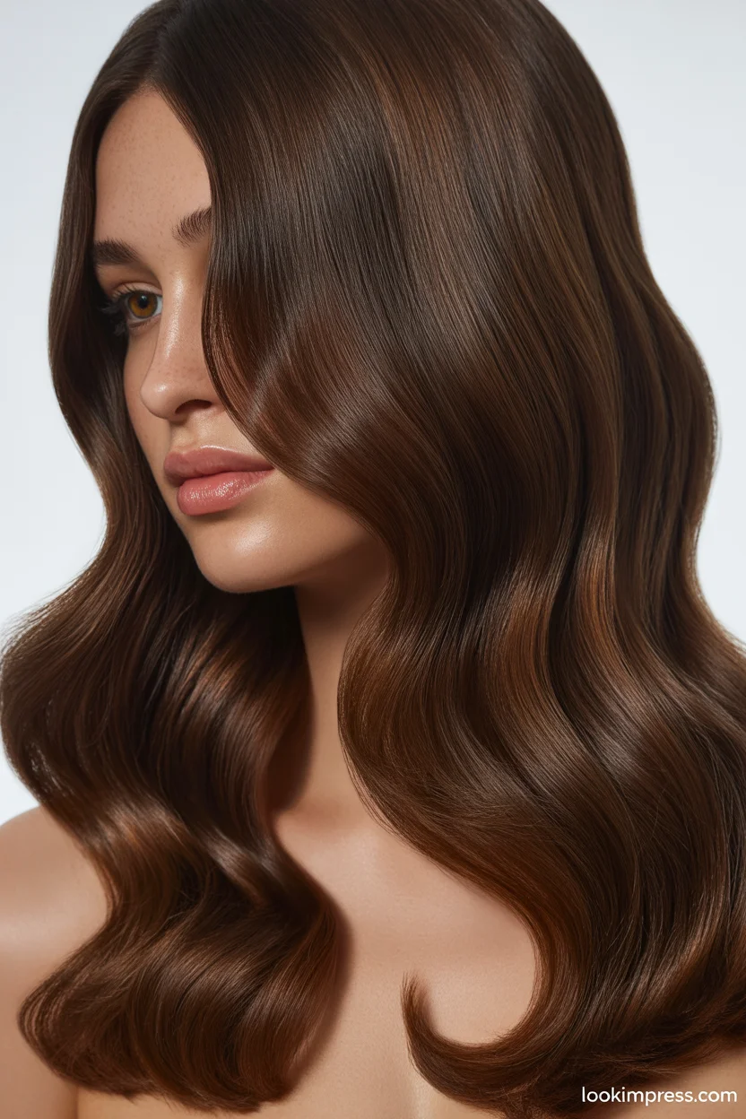 Dark mocha brown brunette hair