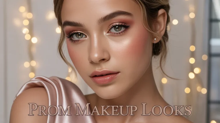 Beautiful glam Prom Makeup Looks for teenage girls — champagne eyes and glossy lip
