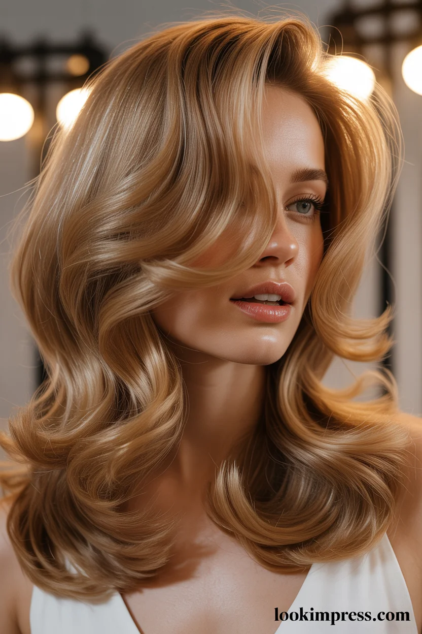 Soft layered blowout prom hairstyle