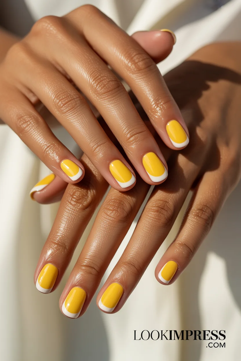 Lemon yellow French tip summer nails