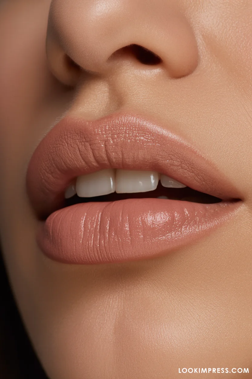 Rosy beige nude lipstick