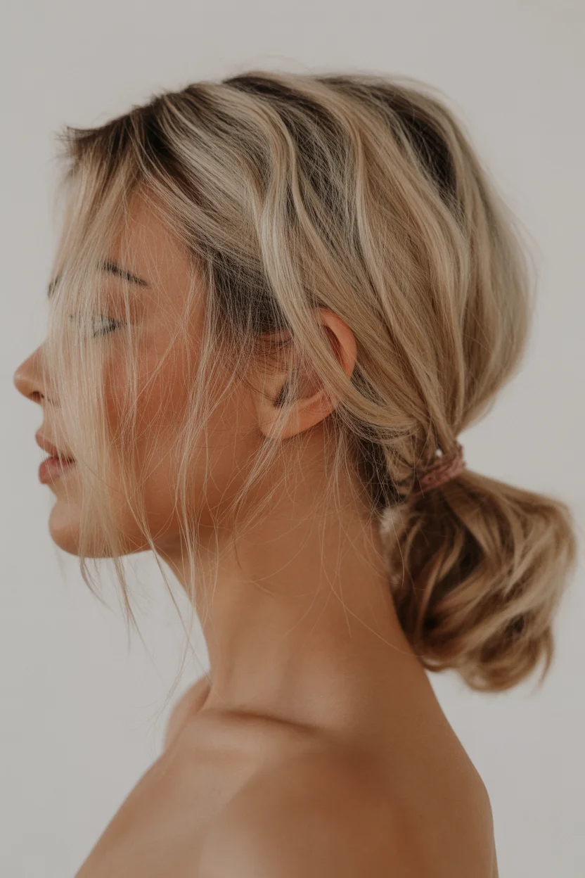  Textured low ponytail western hairstyle