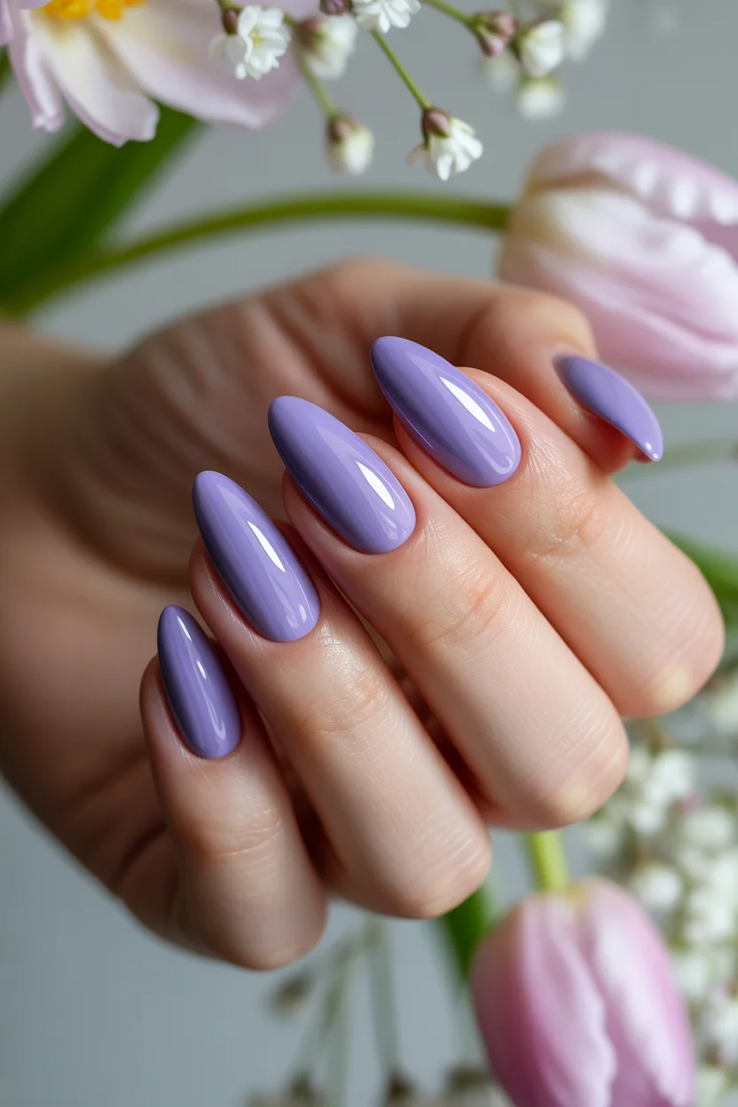 Minimal soft gray, blue winter manicure inspiration