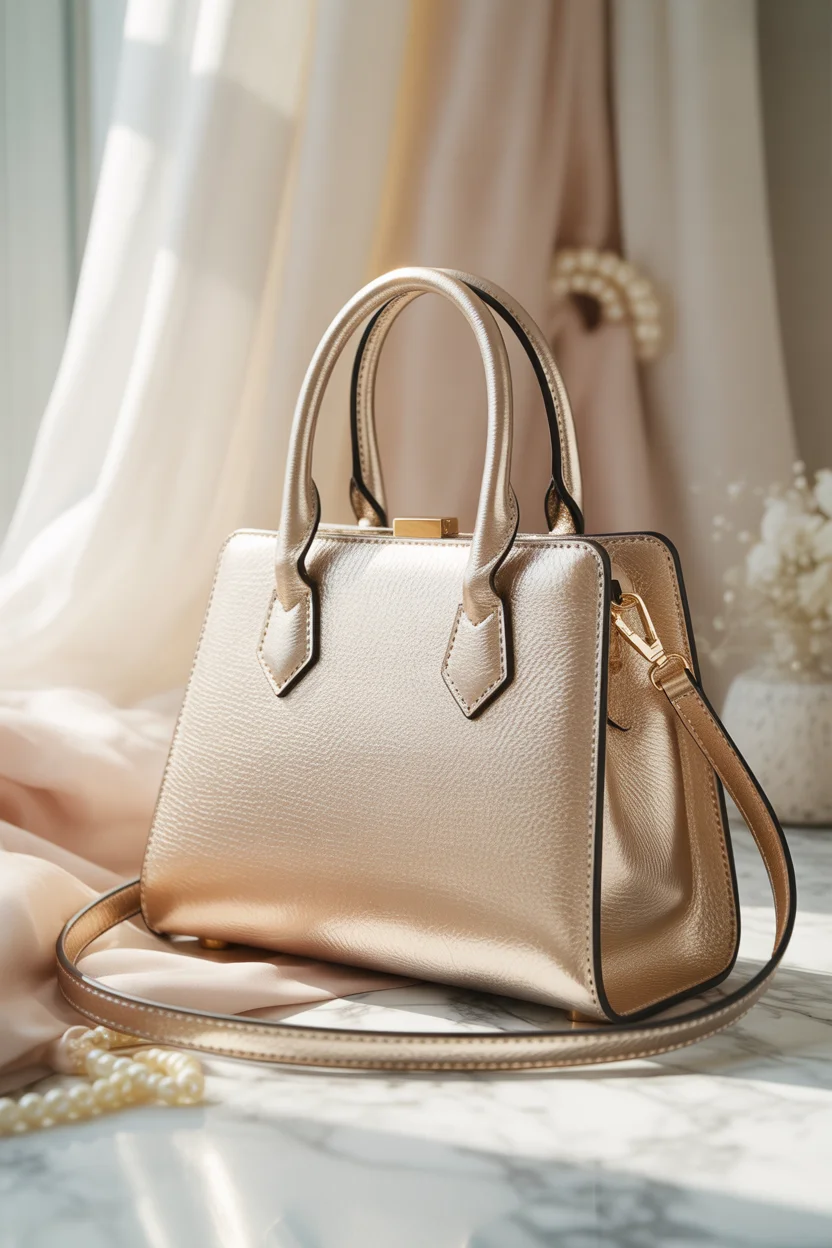  Structured top handle handbag
