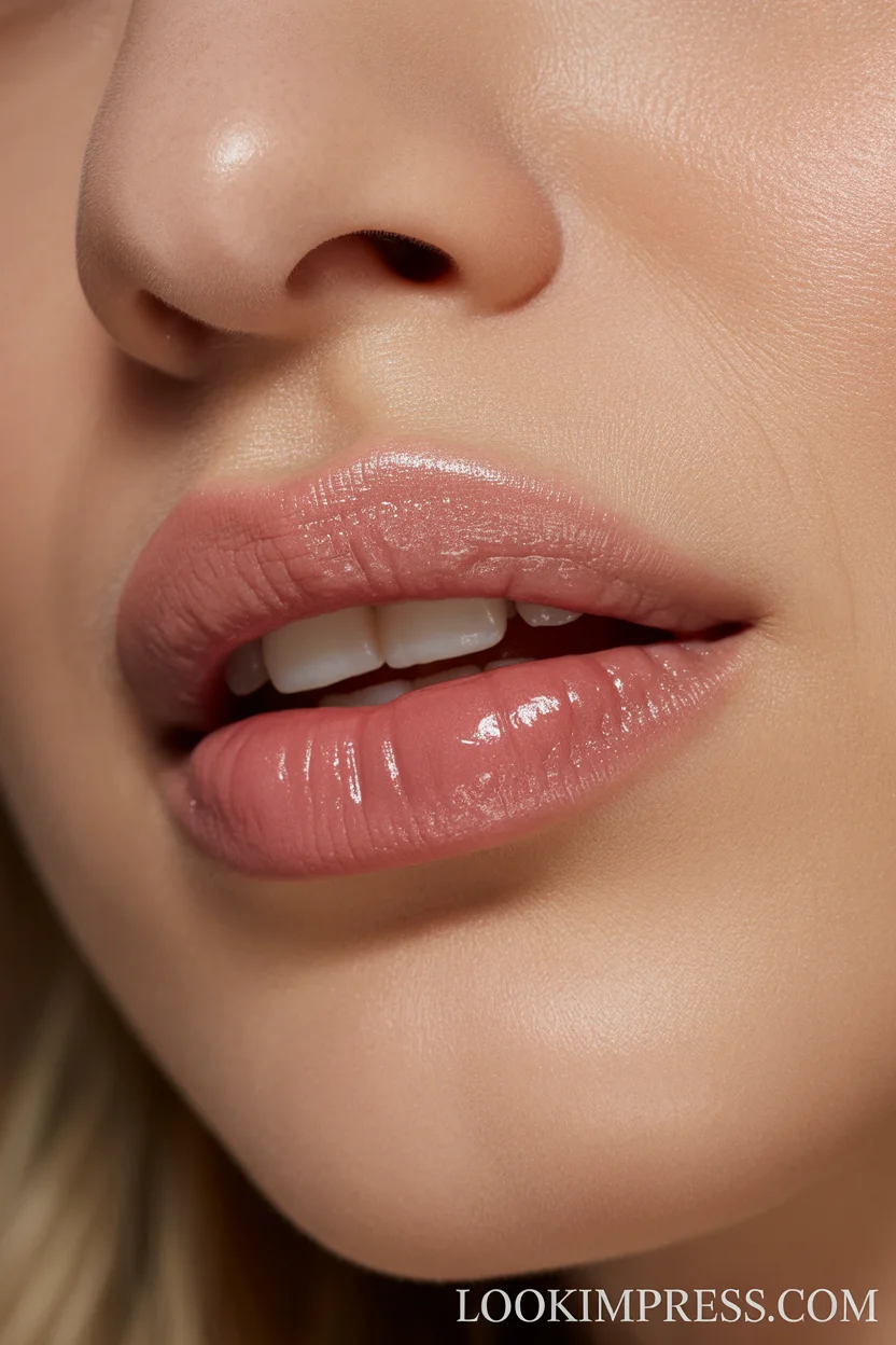 Pink nude lipstick look