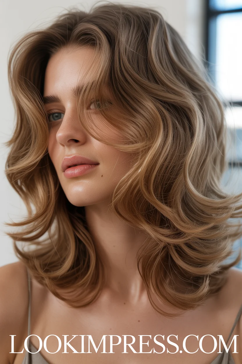  Textured medium waves hairstyle