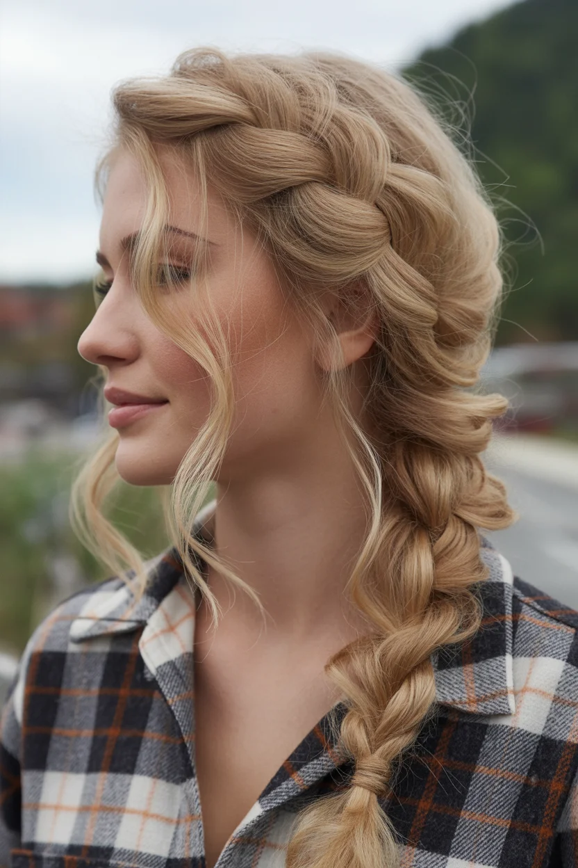  Loose side braid western hairstyle