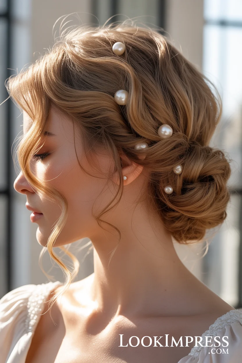 Romantic low bun prom hairstyle