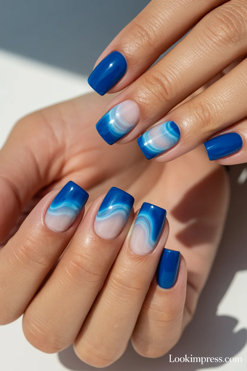 Ocean blue aura summer nails