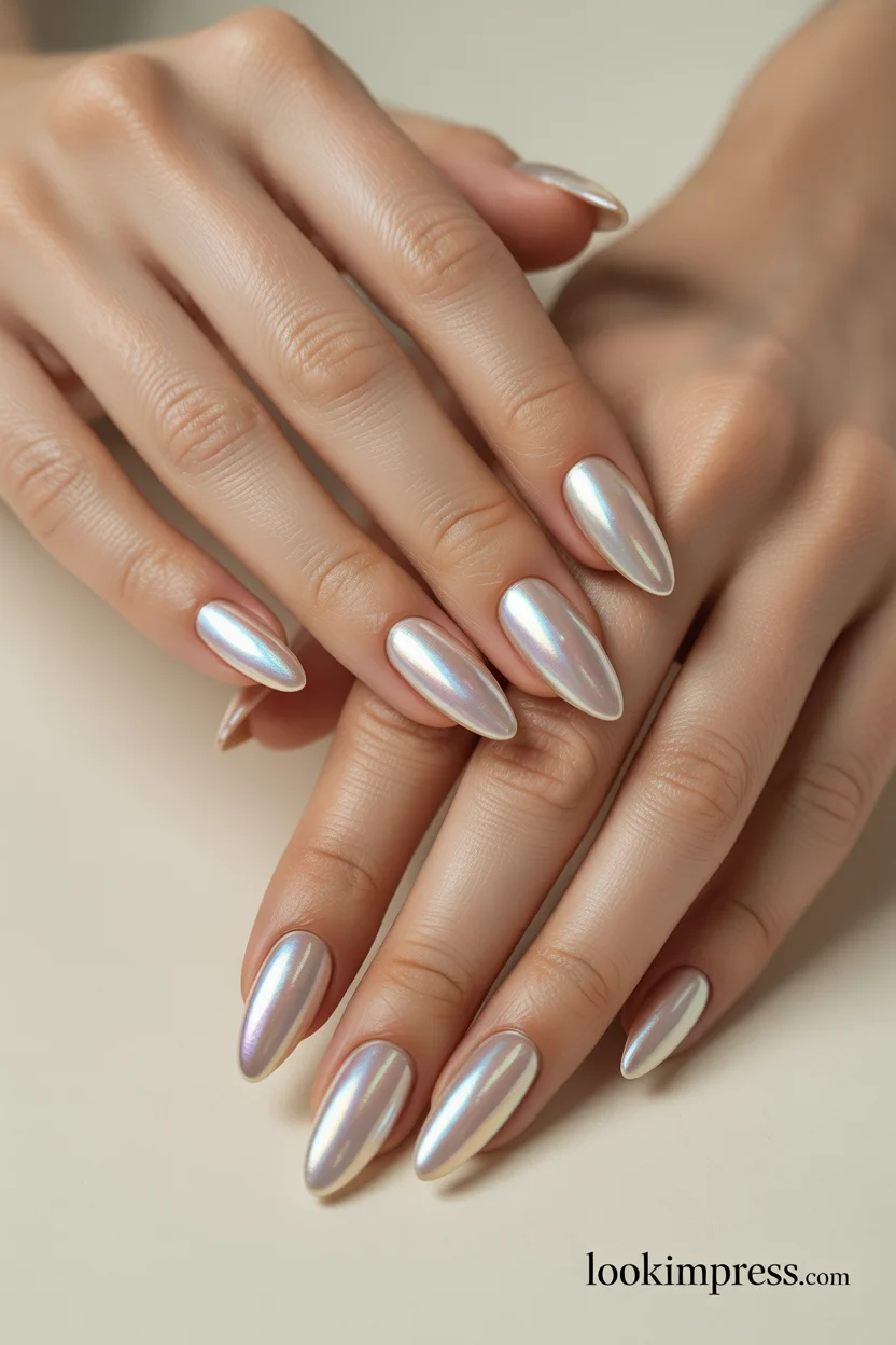  Pearl glazed gel nails