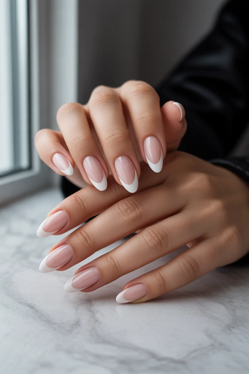  Modern French tip winter nail design