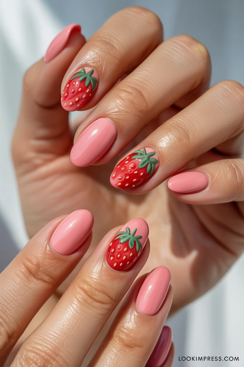 Strawberry girl summer nails