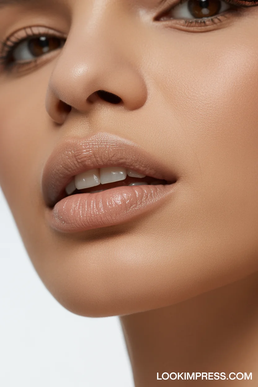 Creamy beige nude lipstick