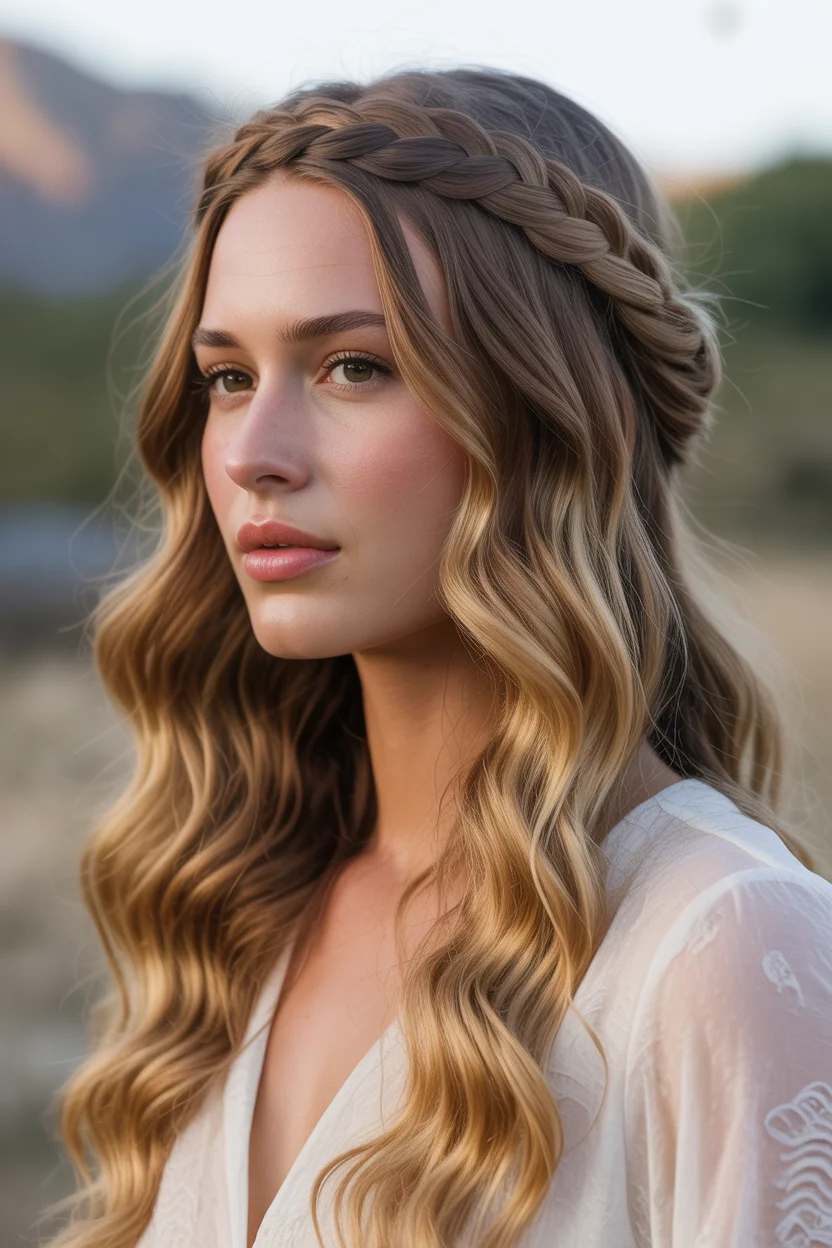  Braided crown western hairstyle inspiration
