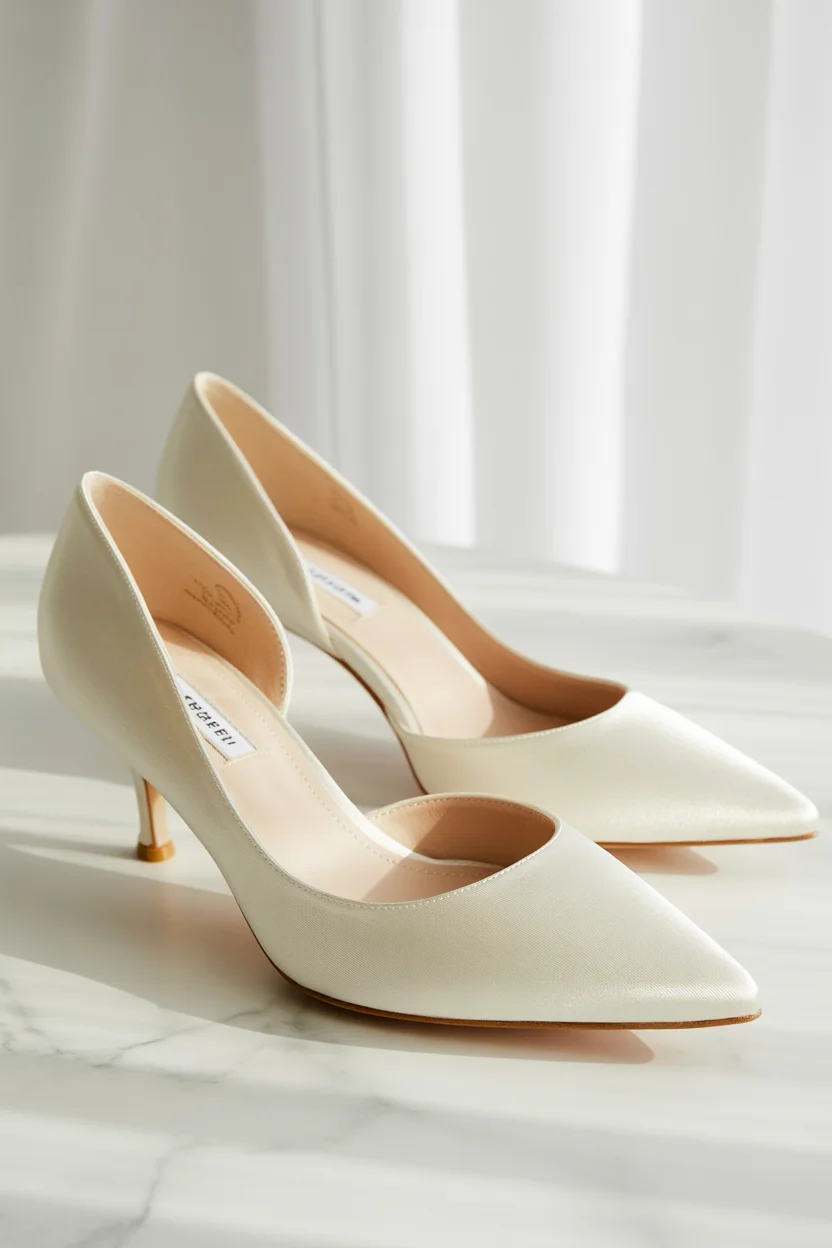 Elegant bridal kitten heels