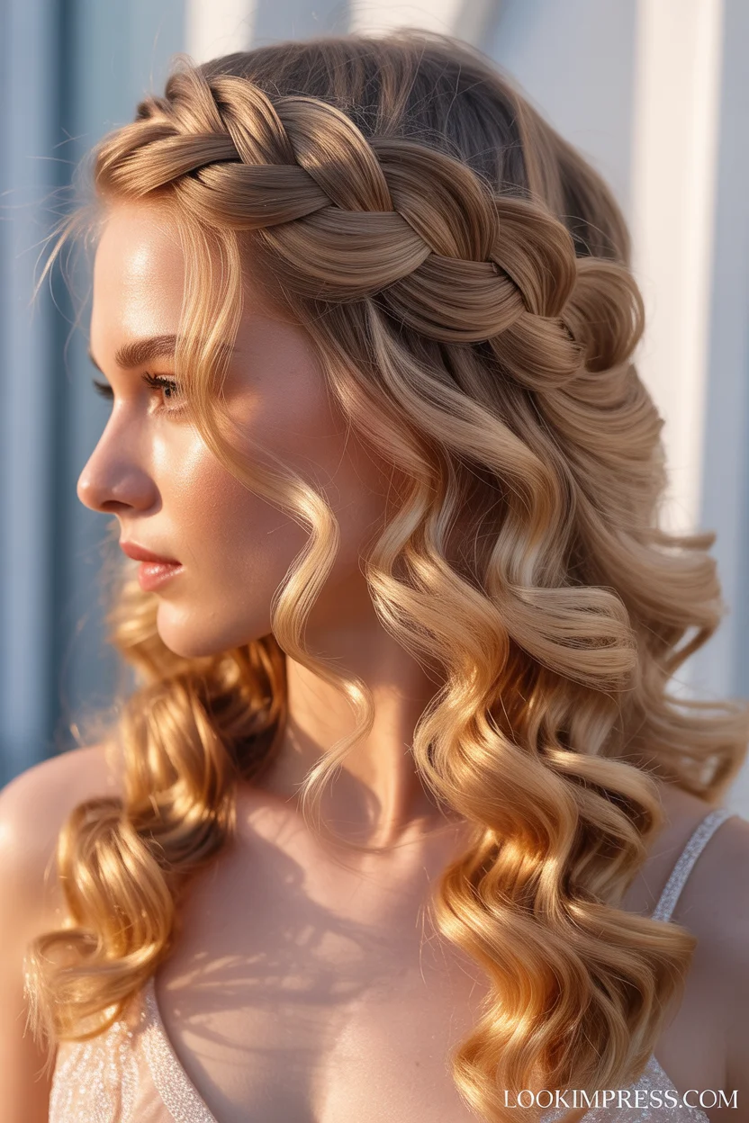 Braided crown prom hairstyle
