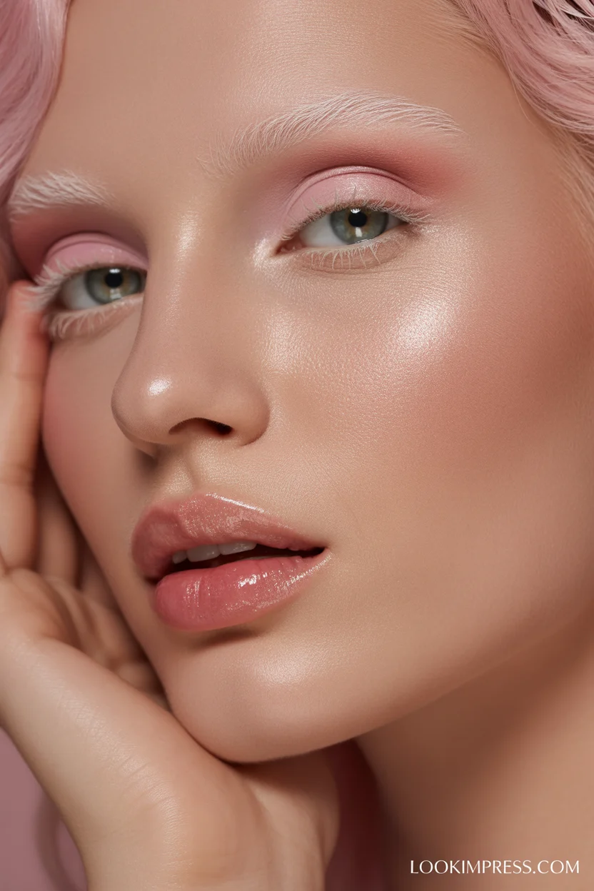 Soft pink monochrome makeup look