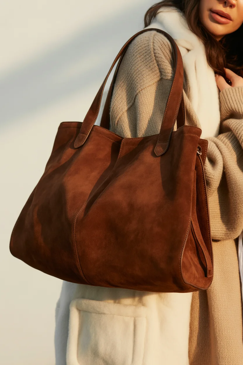  Chocolate brown suede handbag