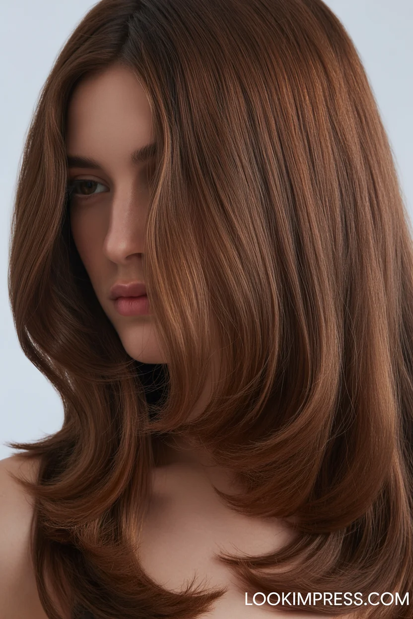 Cool ash brown brunette hair