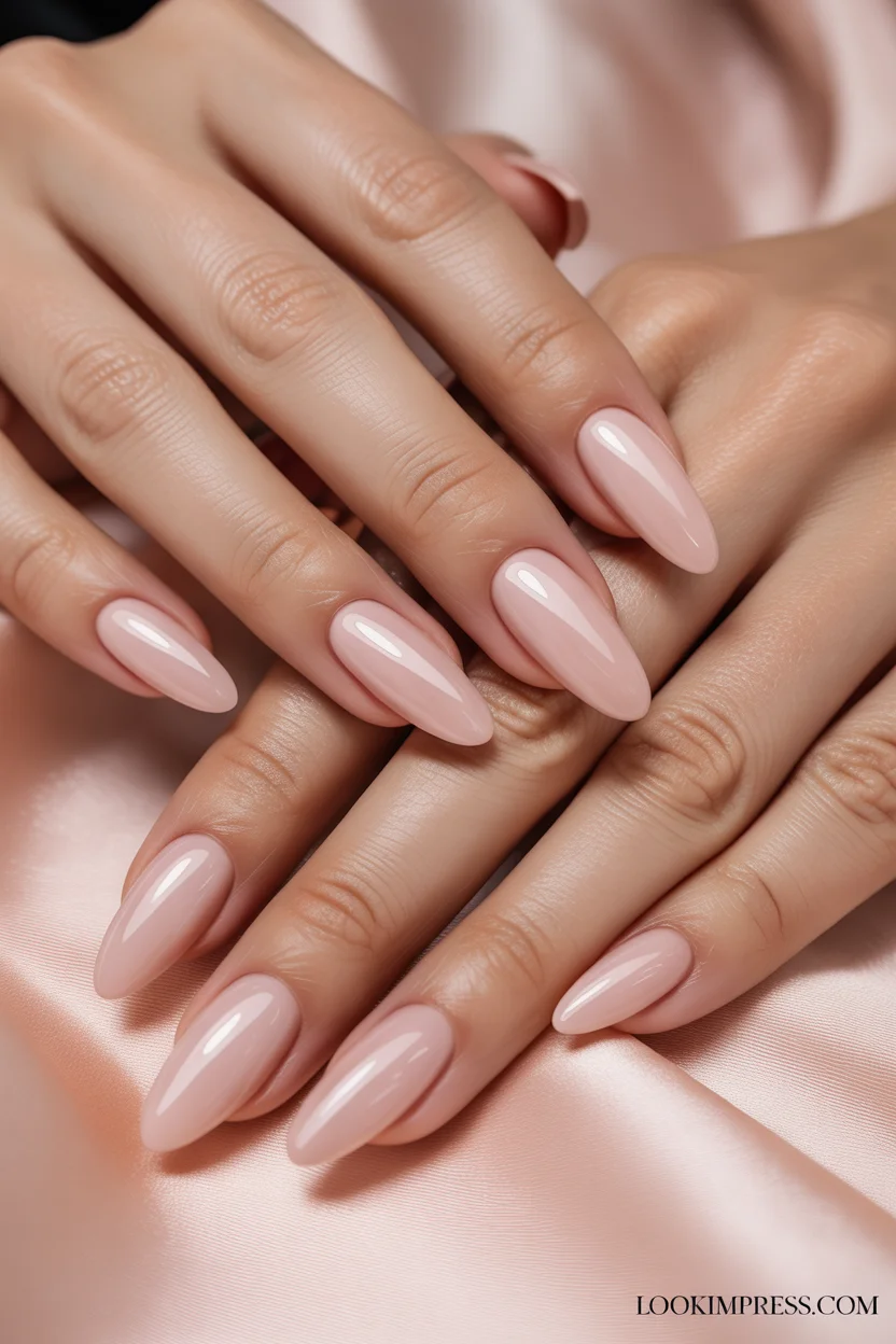 Soft blush pink gel nails
