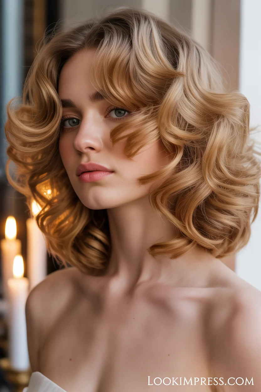  Soft romantic curls medium hairstyle