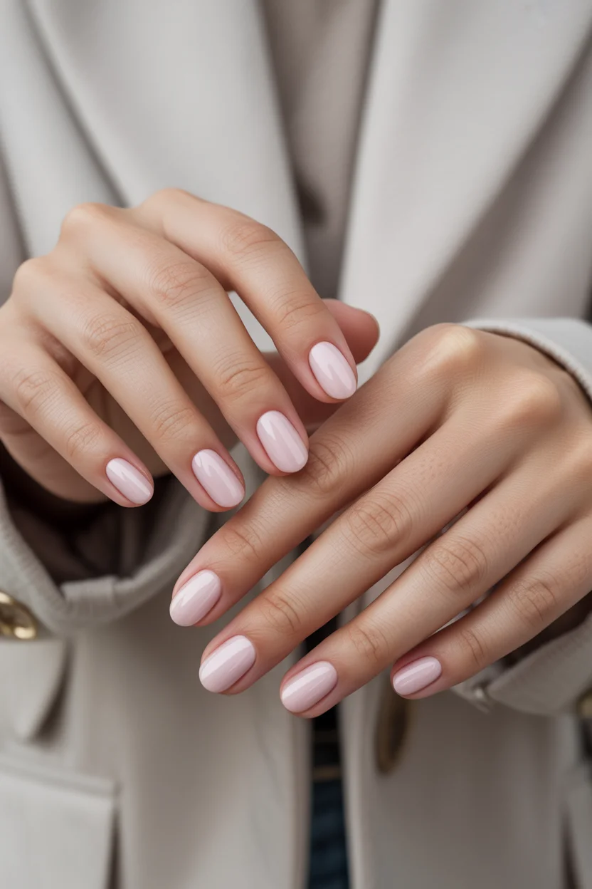  Soft pink sheer winter nails