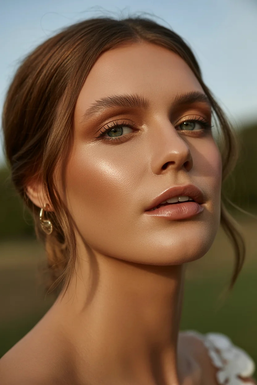 Bronzed neutral bridal makeup inspiration