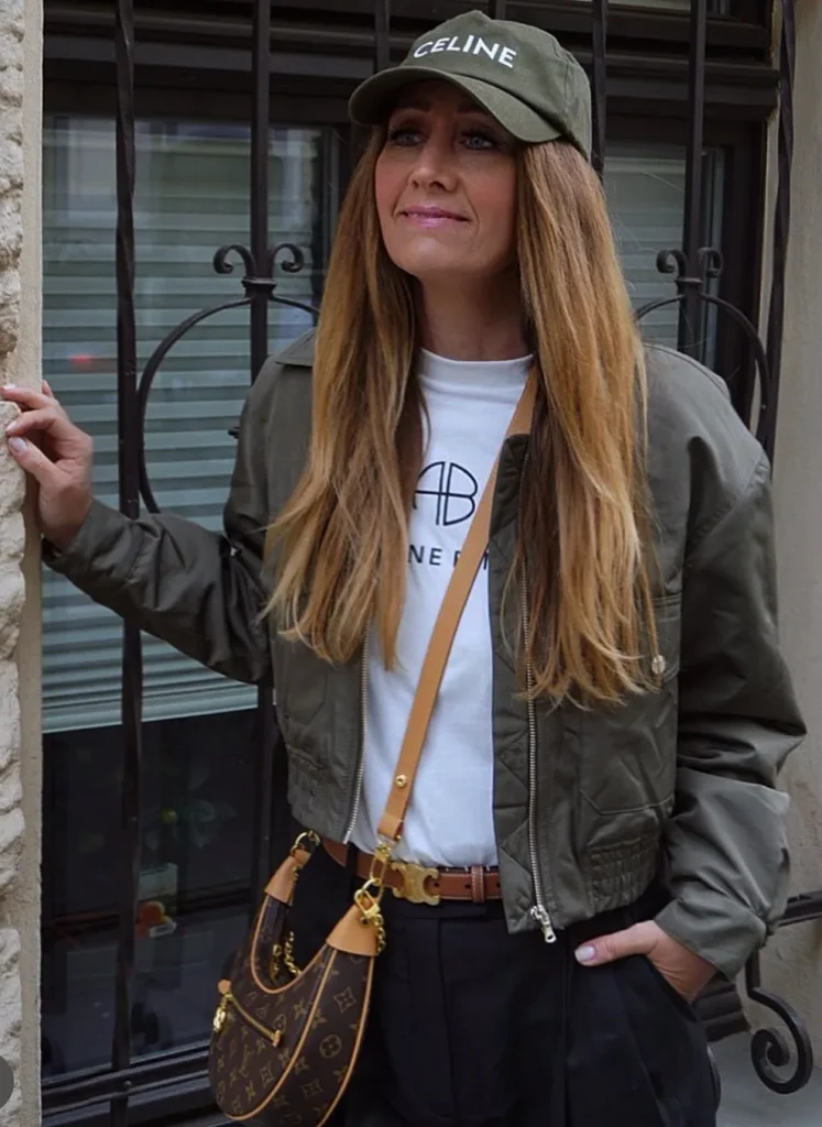 Bomber Jacket and Baseball Cap with Tailored Trousers.