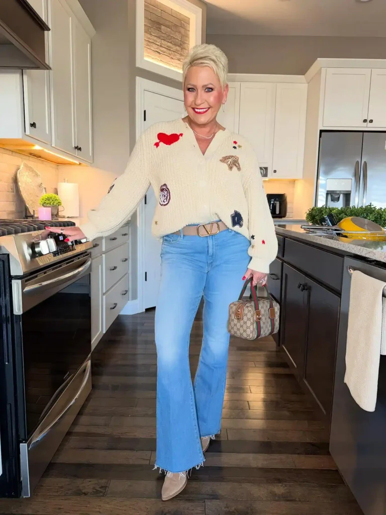 How to Wear a Playful Patch Cardigan